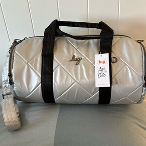 Lug Rowboat Duffel Bag - NWT Metallic Silver & Black